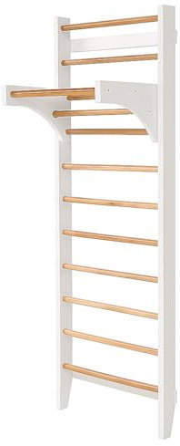 MONKEY GYM Espalier de gymnastique avec barre de traction pour chambre d'enfant, intérieur et fitness, blanc et bois