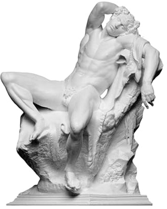 DadArt Faun Barberini Weißer Alabaster, mythologische griechische römische Figur, 20 cm