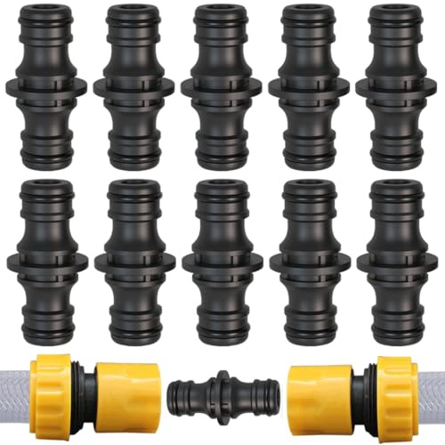 DWFEYOI 10 pièces Raccord,1/2 pouce double fiche Pièce de raccordement pour une connexion sûre des tuyaux,raccord tuyau d'arrosage,embout tuyau arrosage,connexion de deux tuyaux pour la prolongation