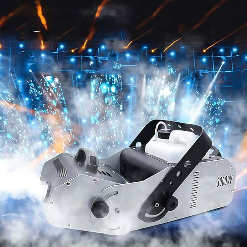 QFGain Automatische Nebelmaschine 3000 W, Nebelmaschine Mit 180° Verstellbarem SprüHwinkel, 2500 Cfm Leistung, 10 M Strahlweite, 3-Liter-Tank, FüR Hochzeiten, Partys Und BüHneneffekte