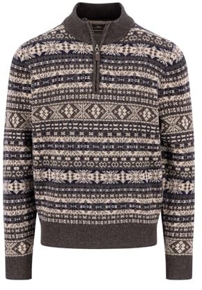 FYNCH-HATTON Pull en pure laine avec motif norvégien et col Troyer