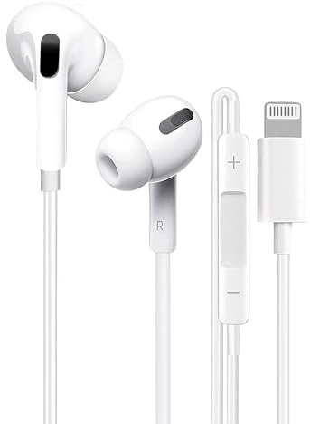 Auriculares con cable Lightning, certificados por Apple MFi para iPhone 14/14 Plus/13/12/11/8/7 X Pro Max, iPad