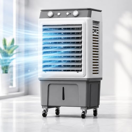 Climatizador Evaporativo, Aire Acondicionado Portátil, Enfriador de Aire de 30L con Paneles de Refrigeración de 3 Lados, Ventilador de Refrigeación Silencioso para Hogar, Oficina
