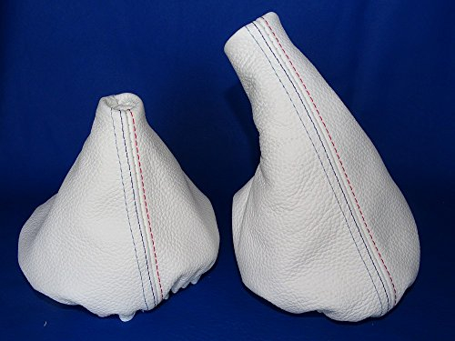 Schaltsack & Handbremsmanschette weiß Leder M3 /// Naht