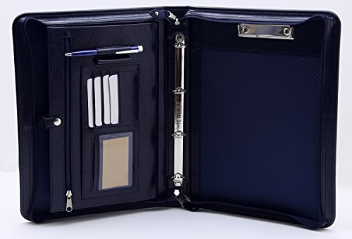 Noda, cartella in similpelle per business, presentazione, riunione, conferenza, con raccoglitore ad anelli formato A4 porta appunti, con manico Blue