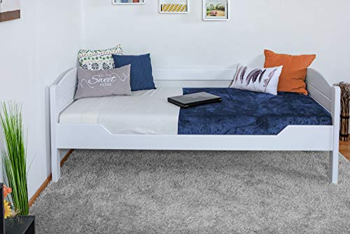 Jugendbett/Kinderbett Easy Premium Line K1/s Voll, 90 x 200 cm Buche Vollholz massiv weiß lackiert