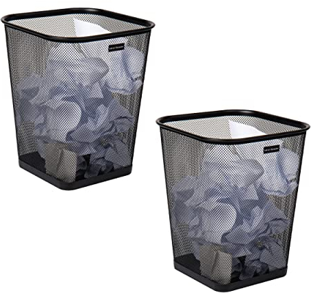 Mind Reader Capacité de 5 gallons, Jante et Base Solides renforcées, Maille métallique, Lot de 2, Noir