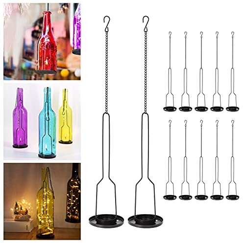 gzero Schmiedeeisen Leuchter, matt schwarz Finish dekorativer Kerzenhalter für Heimwerker Beleuchtung Wein Flasche Jar Perfect DIY Geburtstag Geschenk Party Laterne Lampe Garten Veranda 12 Packs