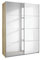 Rauch Möbel Subito Wardrobe, Sliding Door Wardrobe in Sonoma Oak/White Glass with Mirror, 2 Doors, Includes Basic Accessory Pack of 2 Clothes Rails and 2 Shelves, 136 x 197 x 61 cm (W x H x D)