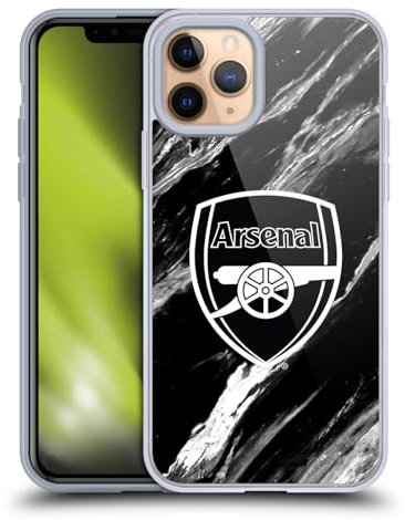 Head Case Designs Officially Licensed Arsenal FC Marble Crest Patterns Gel Case [Military Grade Protection] Compatible with Apple iPhone 11 Pro and Compatible with MagSafe