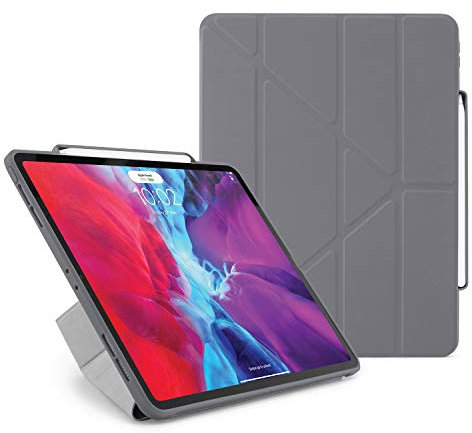 PIPETTO Origami - Funda para iPad Pro 11 (2020) de 2ª generación | Parachoques de TPU a Prueba de Golpes con Soporte 5 en 1 | Compatible con Apple Pencil 2 sincronización y Carga, Color Gris Oscuro