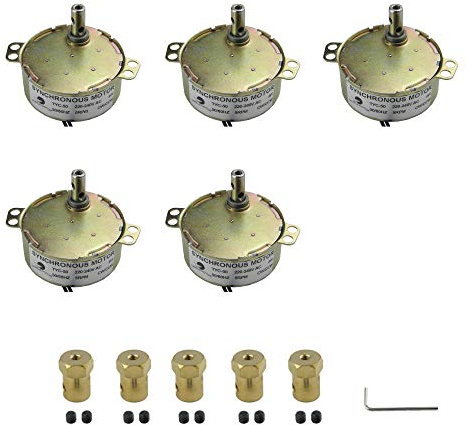 CHANCS TYC-50 Synchronmotor Plattenspielermotor 60HZ 5-6RPM 220V mit 7mm flexiblem Kupplungsstecker Elektromotor Plattenspieler Getriebemotor für Plattenspieler Elektrokamin 5PCS