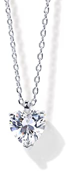 PAVOI 14K Gold Plated Sterling Silver Post Faux Diamond Heart Solitaire Pendant Halo Necklace in Yellow Gold