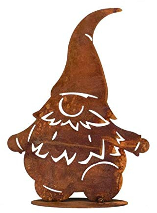 Rostalgie Edelrost Wichtel Munki laufend 20 x 14 cm Zwerg Gnom Garten Dekoration