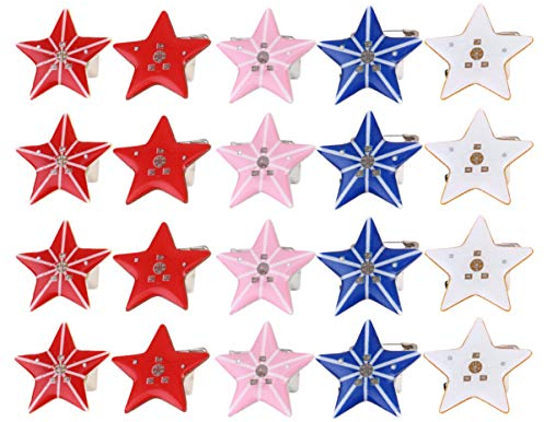 STOBOK 25 Stück LED Broschen Pin Leuchten Stern Brosche Blinkenden Stern Revers Abzeichen Leuchten im Dunkeln Party Begünstigt Pullover Schal Brosche für Valentinstag Weihnachten