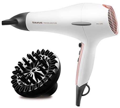 Taurus Secador de pelo potente de 2200W con motor AC de alto rendimiento. Este tipo de motor aportará a tu melena un secado rápido y ligero