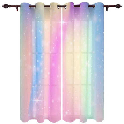 Intenst Verdunkelungsvorhang Starlight Regenbogen Eleganter Verdunkelungsvorhang Vorhang für Wohnzimmer Schlafzimmer Kinderzimmer Vorhang,140x160cm