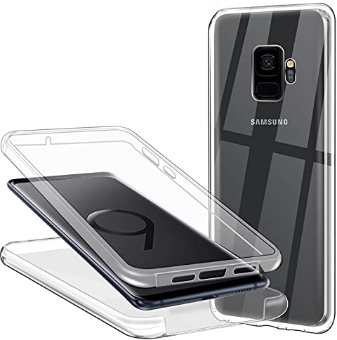 CHIMUCO Hülle für Samsung Galaxy S9 Handyhülle 360 Grad, Transparent Full Schutz Kratzfest Dünn Durchsichtige Case Silikon Schutzhülle, Hart PC Zurück + Weich TPU Vorderseite