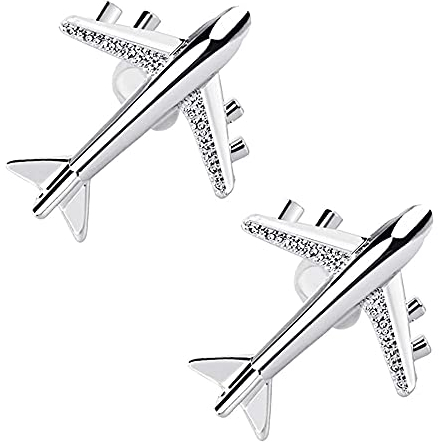 YZSZ 1 Paar Silber Herren Flugzeug Manschettenknöpfe Elegante Flugzeug Unisex Manschettenknopf Flugzeug Manschettenknöpfe glitzernd dauerhaft für Hochzeit Business Weihnachtsfeier Herren Damen