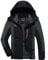 KEFITEVD Wanderjacke Herren Wasserdicht Winddicht Herrenjacke mit Zip-Taschen Sommer Softshelljacke Frühling Jacke Herren Übergangsjacke Männer Schwarz-Grau 2XL