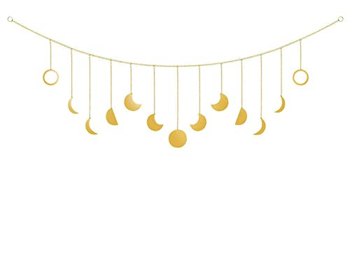 CENPEK Moon Boho Phase Wandbehang Girlande Hängende Ornamente Hängen Kunst Zimmer Dekor Boho Raum für Schlafzimmer Hochzeit Home Office Kinderzimmer Schlafsaal Dekor (Gold)