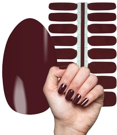 MY NAILS Nagelfolien Braun I 16 ultra-dünne Nagellack-Streifen Braun/Einfarbig I Selbstklebende Premium Nail Art Wraps I Hält auf Natur- sowie lackierten, Acryl-, Gel- & Shellac-Nägeln