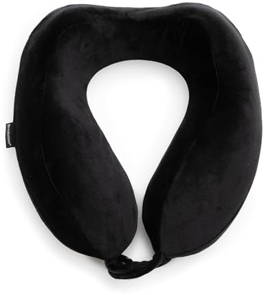 Brookstone Neck Travel Pillow - Lightweight Contoured Memory Foam Neck Pillow for Airplane Travel, Sleeping, and Car Rides, Size One Size, Black