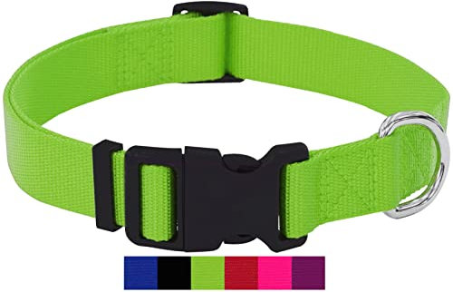 DEY - Premium Hundehalsband Nylon | Verstellbar | für Kleine u. Große Hunde | viele Farben u. Größen | Hund Katze Welpe | Hunde-Halsbänder | Katzen-Halsband | Welpen-Halsband | Grün, XS