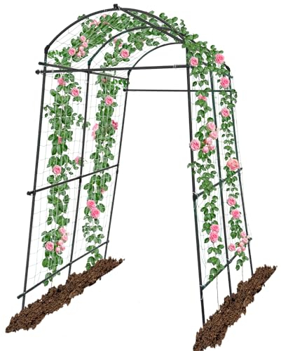 7 piedi Arco per Rampicanti da Giardino, Kalolary Tralicci Tunnel Giardino Extra Alto Pergolati Metallo Supporto Piante per Viti Rampicanti Supporto Giardino per Esterni Struttura Supporto Giardino