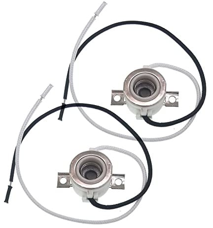JNXQWE E11 Mini Candelabra Ceramic Screw Lamp Holder Base Socket,2-Pack Can Halogen Socket,E11 Lampholder with 8inch Leads 1000W,250V (with Two Hole Mount,Side Wired)
