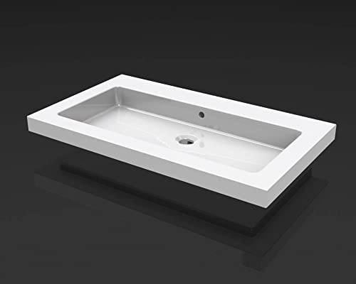 Saqu Waschbecken ohne Hahnloch 60x46 cm - Keramik - Waschbecken für Unterschrank, Waschtisch für Badmöbel Set