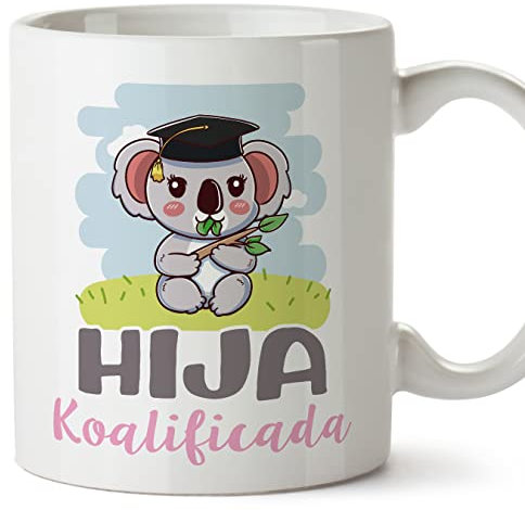 MUGFFINS Tazas para HIJA - En Español - Koalificado/koalificada - 11 oz / 330 ml - Regalo original y divertido