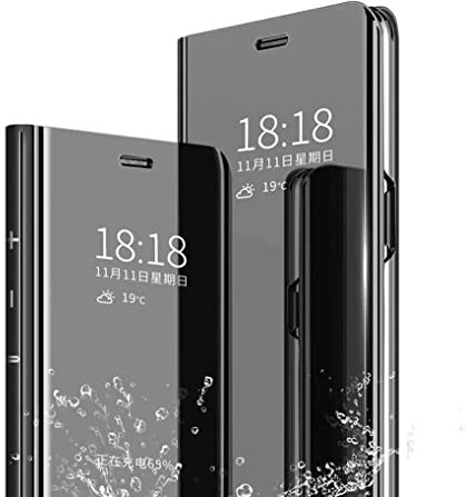 LIUZIHAN Hülle für Xiaomi 13T Pro 5G. Smart Case, Tasche Smart Spiegelüberzug Sleep Flip Leder Tasche Smart Leder Tasche Schutzhülle für Xiaomi 13T Pro 5G.Schwarz