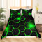 Loussiesd Honeycomb Drucken Bettwäsche Set Geometrische Bettwäsche Jugendliche Jungen Kinder Schlafzimmer Dekor Bienenstock Geometrische Schwarz Grün Bettbezug 135x200 Modern Cool