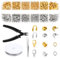1200stk Quetschperlen Set, Crimp Perlen Set, Quetschröhrchen für Schmuckherstellung, Tube Crimp Perlen Quetschperlen Karabinerverschlüsse mit 6 Zubehörteilen für Schmuckherstellung (Silber, Gold)
