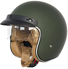 Jethelm mit Visier Motorradhelm für Moped, Scooter Vespa Motorrolle Zertifikat ECE - Grün XS