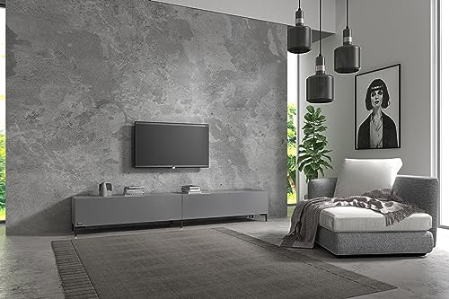 Wuun® TV-Board Lowboard Wohnwand TV-Bank Somero / 200cm (2 x 100cm) / Platinum Grau/Vita Schwarz