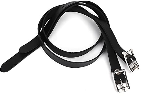 Sporenriemen Leder Verlängert 50 cm Schwarz Mit Edelstahlschnalle, Sporenriemen Leder, Sporenriemen Leder