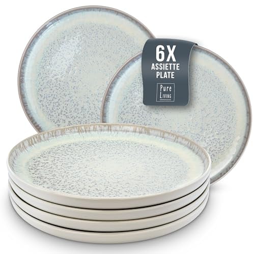 Steingut Teller Groß 6 Personen Ibiza TESTSIEGER, Hochwertiges Mediterranes Steingut Speiseteller Set, Stylisches Essteller Set, Pure Living in Beige