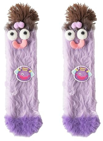 MOFIC Niedliche Cartoon-Monster-Socken, für Damen und Mädchen, lustige flauschige Hausschuh-Socken, warme, gemütliche, flauschige Monstersocken mit großen Augen, Plüsch, flauschige Schlafsocken für