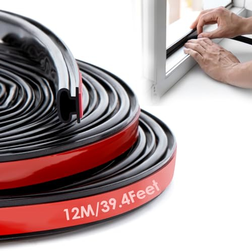 YOUSHARES Tira de Sellado Ventana - 12M Burlete de Silicona para Puertas Autoadhesiva, Aislamiento Insonoriza y del Frío (Negro)