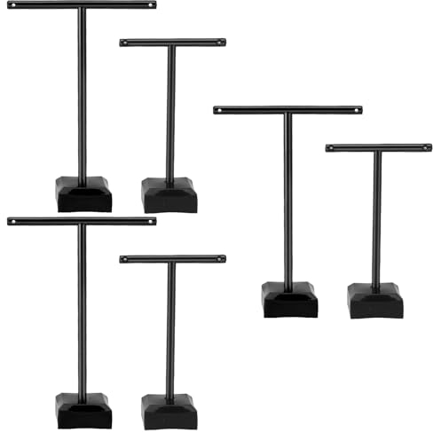 KALIONE Acryl-Ohrringhalter, T-Stange, Ohrring-Organizer, Arbeitsplatte, Ohrring-Aufhänger, Baumständer, Ohrringhalter für Schmuck, Requisiten, Schwarz, 6 Stück