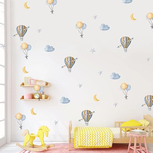 Baby Boo! Wandtattoo Kinderzimmer, Heissluftballon Wolken, Kinderzimmer Deko, Babyzimmer Deko, Wandsticker Kinderzimmer, Wandaufkleber Kinderzimmer, PVC, Wanddeko (60 x 30 cm)
