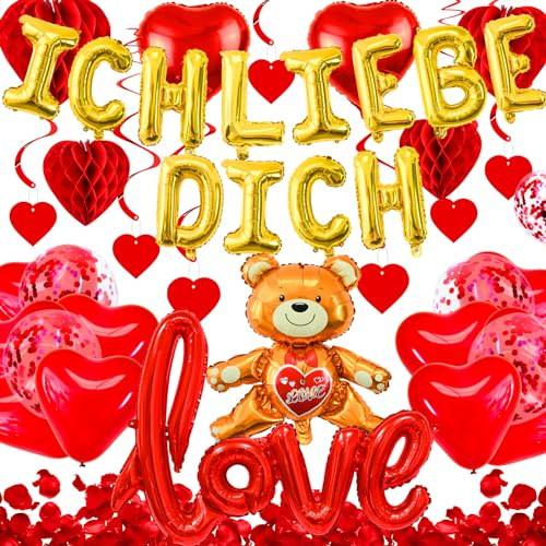 Cheloveer Valentinstag Deko Romantisches Deko Set Valentinstag Dekoration Set Valentinstag Deko Hochzeitsdeko Heiratsantrag Deko Verlobung Deko Hochzeitstag Jahrestag Romantische Dekoration