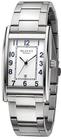 REGENT Herren Armbanduhr Analog Metallarmband Silber URF1523 Analoguhr