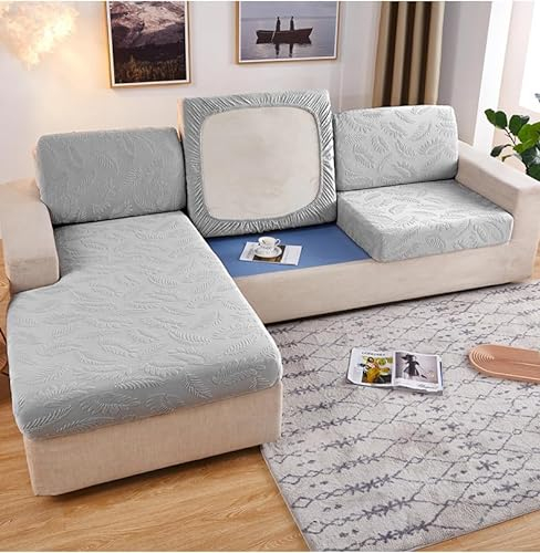 WYJHNLBEDC Sofa/Couch überzug, Elastischer Sofabezug überwurf aus Stoffstretch für Sofa 3/2/1 Sitzer L/U Form Sitzkissenbezug, Sofaschutz Hund Kratzschutz Katze (Hellgrau, Rückenlehne/1stück)