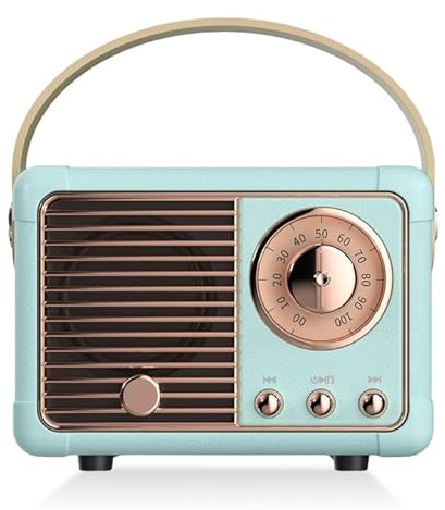 Retro-Bluetooth-Lautsprecher, Mini Bluetooth Lautsprecher, Nostalgie Radio Klein, Retro Radio Bluetooth, Kleines Radio Mit Bluetooth 5.0 Wiederaufladbar Kofferradio Küchenradio Für Büro Zuhause