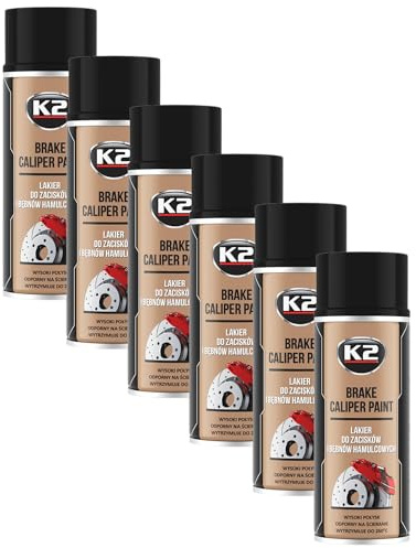 K2 Pintura para Pinzas de Freno Anticalórica Pack de 6 Color Negro Alta Resistencia a Temperaturas hasta +260°C 400 ML
