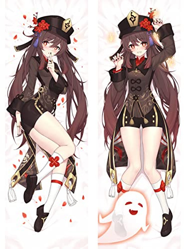 JNLIFT Body Kissenbezug Kissenhülle Anime Pillowcase,Doppelseitige Umarmungskissen Bezug,Waschbar Dekokissen Bezüge Für Genshin Impact Hu Tao,Shortplush-120x40cm