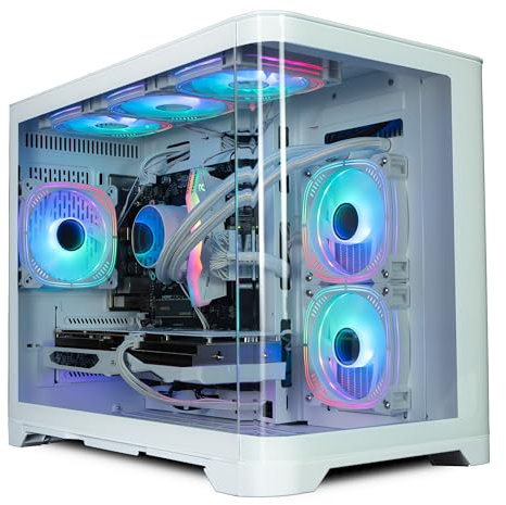 ionz Gaming PC - Desktop Computer, Ryzen 7 5700X, Radeon RX 7600 XT, 16GB RAM, 1TB NVMe SSD, 240mm AIO, Windows 11, 600W 80+ PSU, USB WiFi, Flow, White